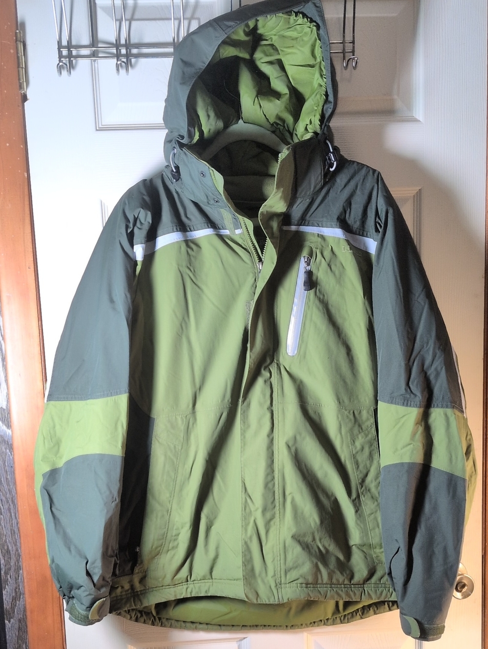 L.L. Bean Two-Tone Olive Green Hooded Ski Jacket